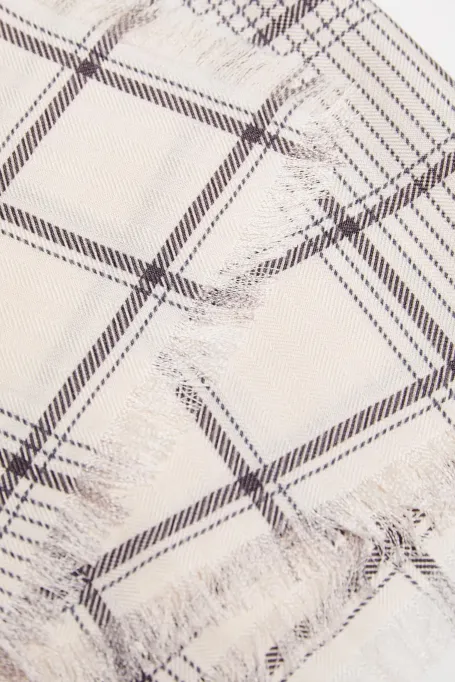 Apaszka w kratę z wełny i  jedwabiu