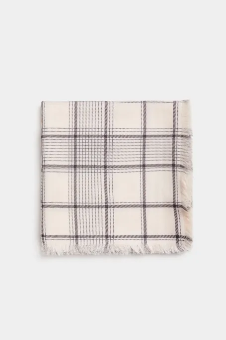 Apaszka w kratę z wełny i jedwabiu