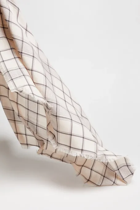 Apaszka w kratę z wełny i jedwabiu