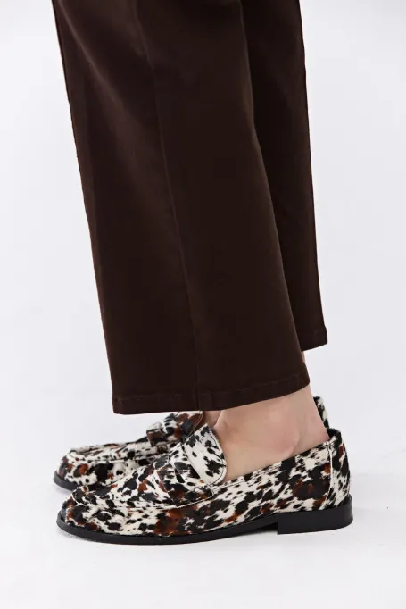 Skórzane mokasyny w zwierzęcy wzór damskie - Patrizia Aryton