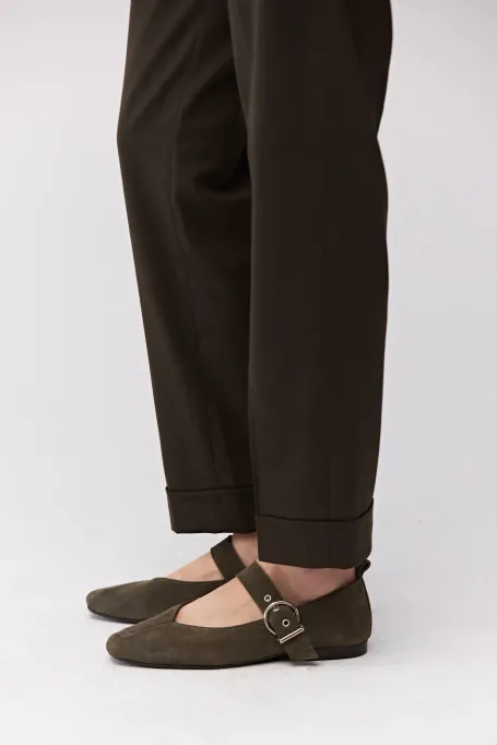 Zielone baleriny ze skóry zamszowej damskie - Patrizia Aryton