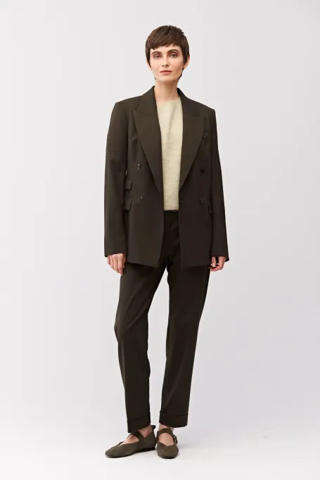 Wełniane spodnie do garnituru damskie - Patrizia Aryton