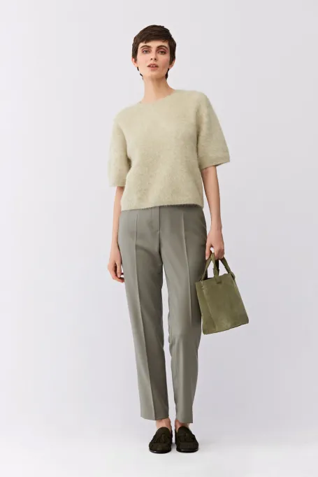 Zielone spodnie z welny damskie - Patrizia Aryton