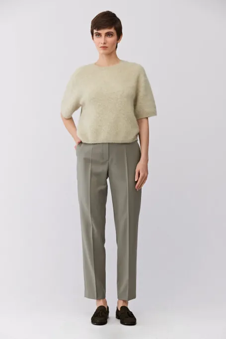 Zielone spodnie z welny damskie - Patrizia Aryton