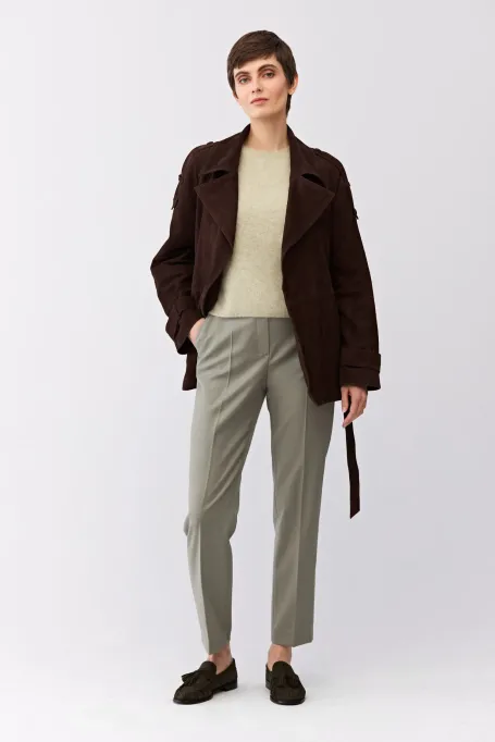 Zielone spodnie z welny damskie - Patrizia Aryton