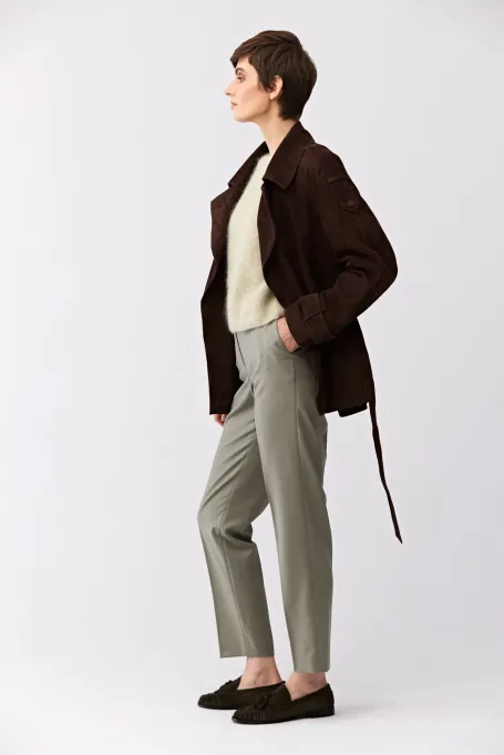 Zielone spodnie z welny damskie - Patrizia Aryton