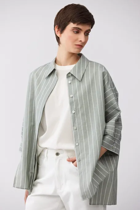 Luźna koszula z lnu i bawełny damska - Patrizia Aryton