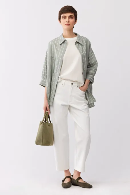 Luźna koszula z lnu i bawełny damska - Patrizia Aryton