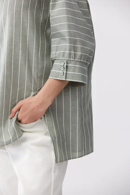 Luźna koszula z lnu i bawełny damska - Patrizia Aryton