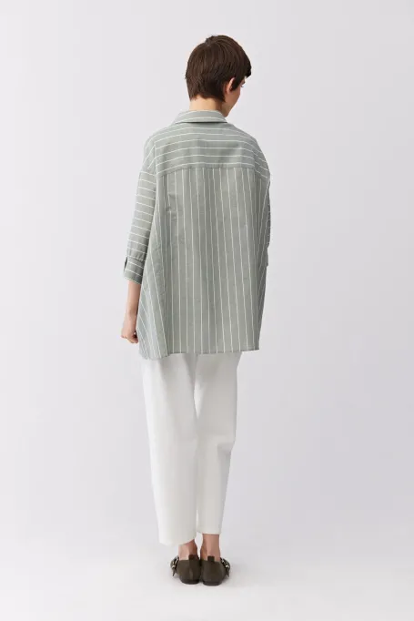 Luźna koszula z lnu i bawełny damska - Patrizia Aryton