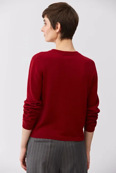 Czerwona bluzka z wełny merynosowej damska - Patrizia Aryton