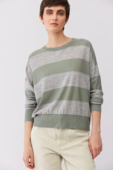 Bluzka w paski z kaszmirem i jedwabiem damska - Patrizia Aryton