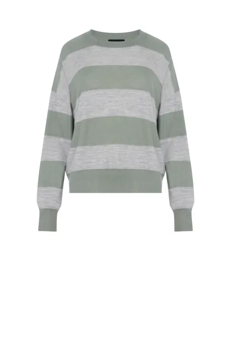 Bluzka w paski z kaszmirem i jedwabiem damska - Patrizia Aryton