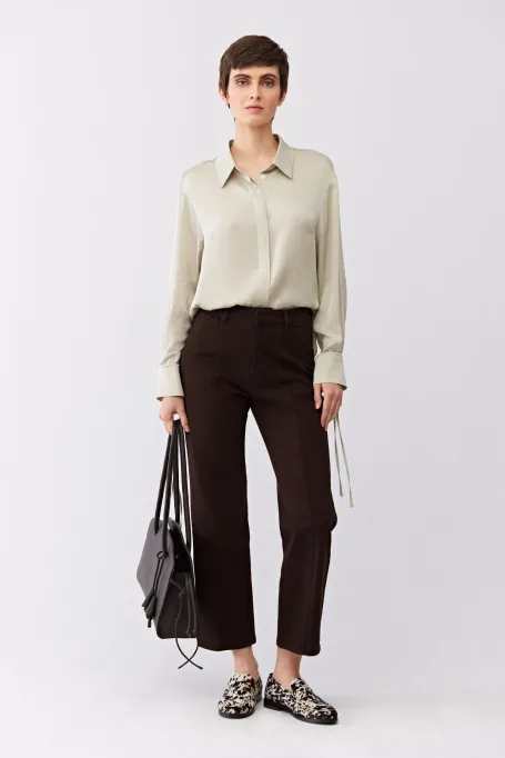 Jedwabna bluzka z wiązaniem na mankiecie damska - Patrizia Aryton