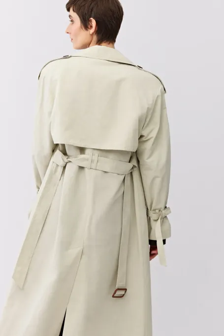 Długi trencz z paskiem damski - Patrizia Aryton
