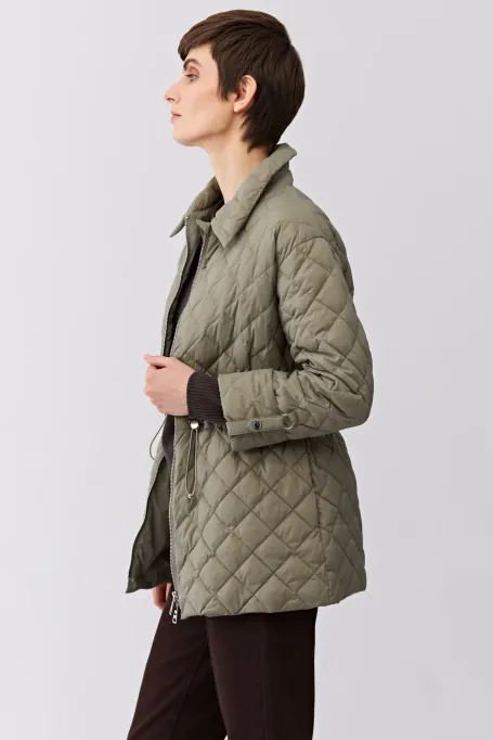 Zielona kurtka puchowa z kołnierzem damska - Patrizia Aryton