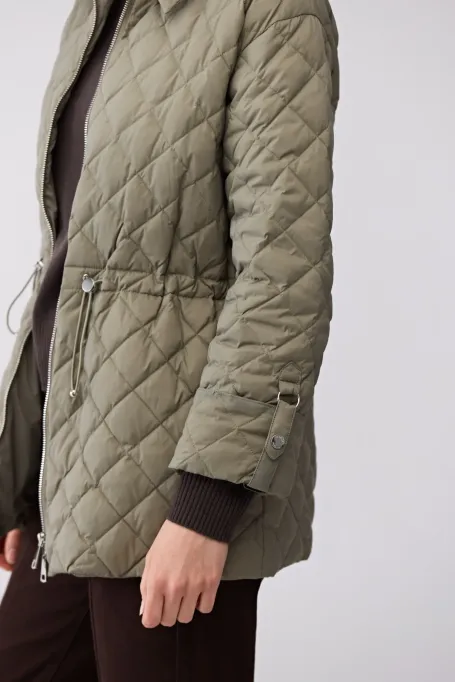 Zielona kurtka puchowa z kołnierzem damska - Patrizia Aryton