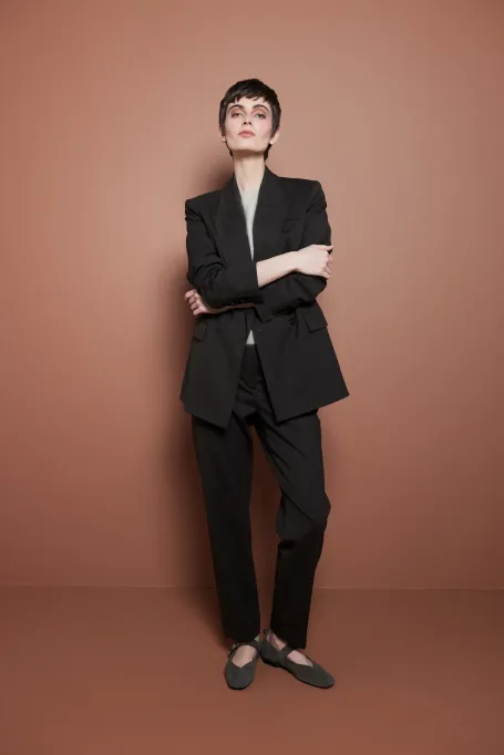 Wełniane spodnie do garnituru damskie - Patrizia Aryton