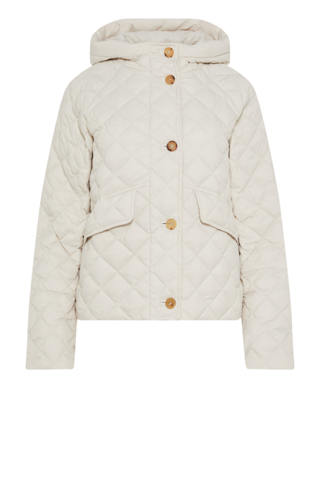 Krótka beżowa kurtka puchowa z kapturem Krótka beżowa kurtka puchowa z kapturem
