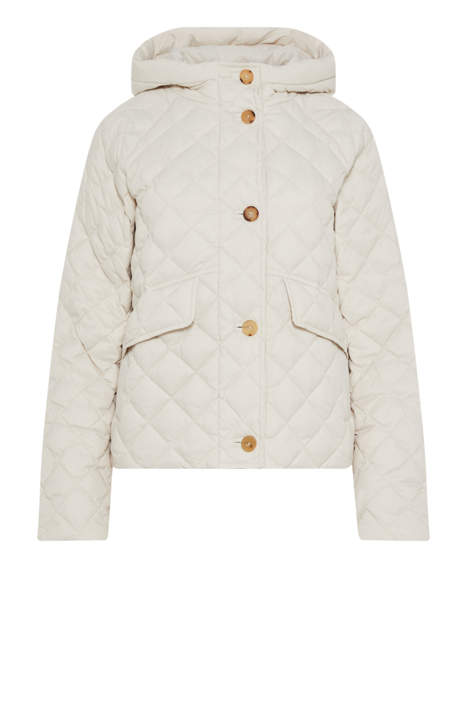 Krótka beżowa kurtka puchowa z kapturem Krótka beżowa kurtka puchowa z kapturem