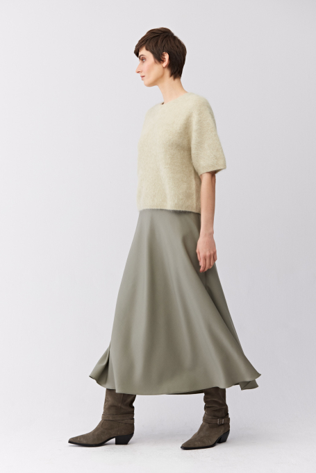 Jasnozielona wełniana spódnica midi - Patrizia Aryton