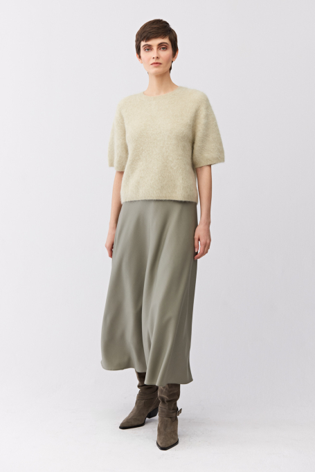 Jasnozielona wełniana spódnica midi - Patrizia Aryton