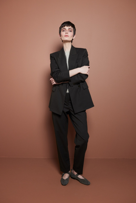 Wełniane zielone spodnie do garnituru damskie - Patrizia Aryton