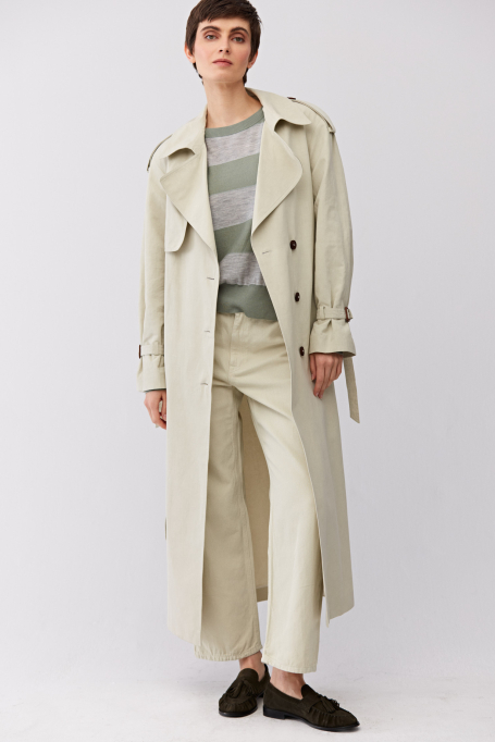 Szara bluzka w zielone paski z kaszmirem i jedwabiem Szara bluzka w zielone paski z kaszmirem i jedwabiem