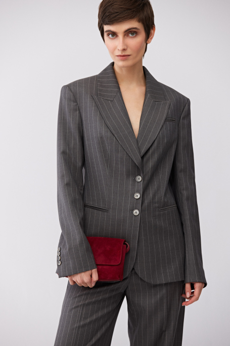 Wełniany żakiet w paski do garnituru