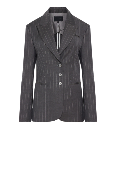 Wełniany żakiet w paski do garnituru