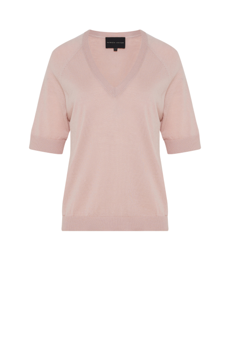 Jasnoróżowa bluzka z wełny merynosowej