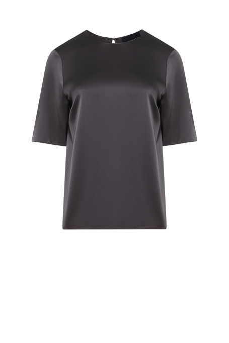 Szara bluzka z jedwabiu z krótkim rękawem Szara bluzka z jedwabiu z krótkim rękawem