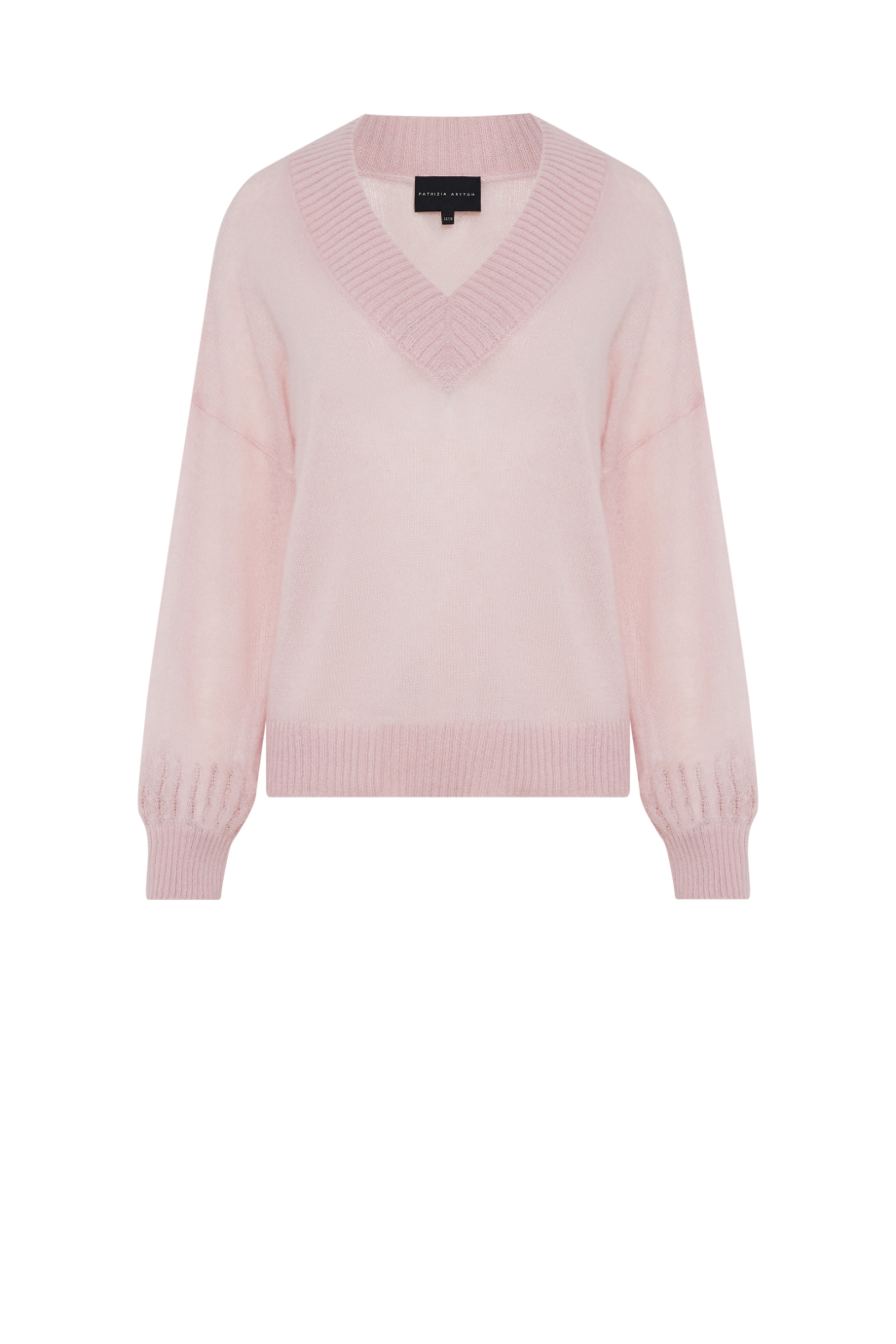 Jasnoróżowy sweter z wełną baby suri alpaki damski - Patrizia Aryton Jasnoróżowy sweter z wełną baby suri alpaki damski - Patrizia Aryton