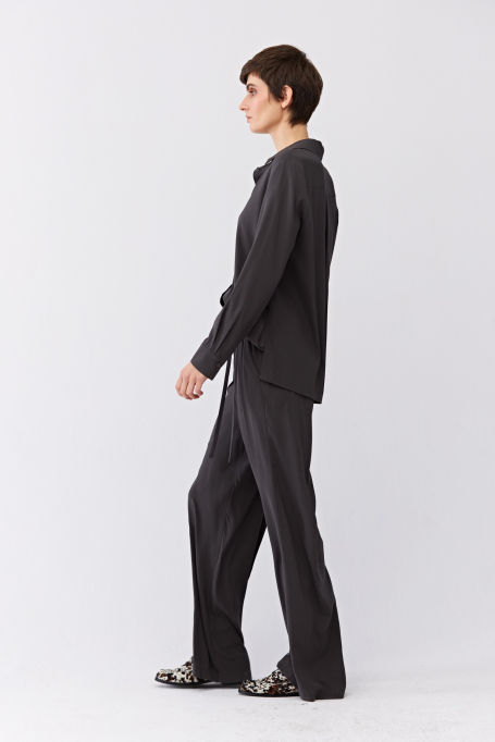 Szara luźna koszula z jedwabiu Szara luźna koszula z jedwabiu