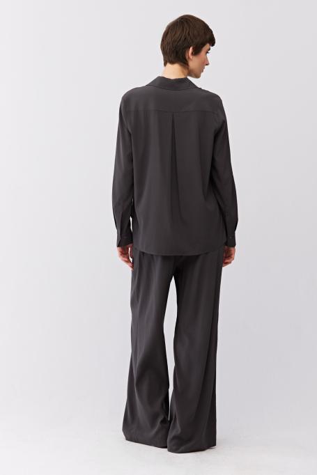 Szara luźna koszula z jedwabiu Szara luźna koszula z jedwabiu