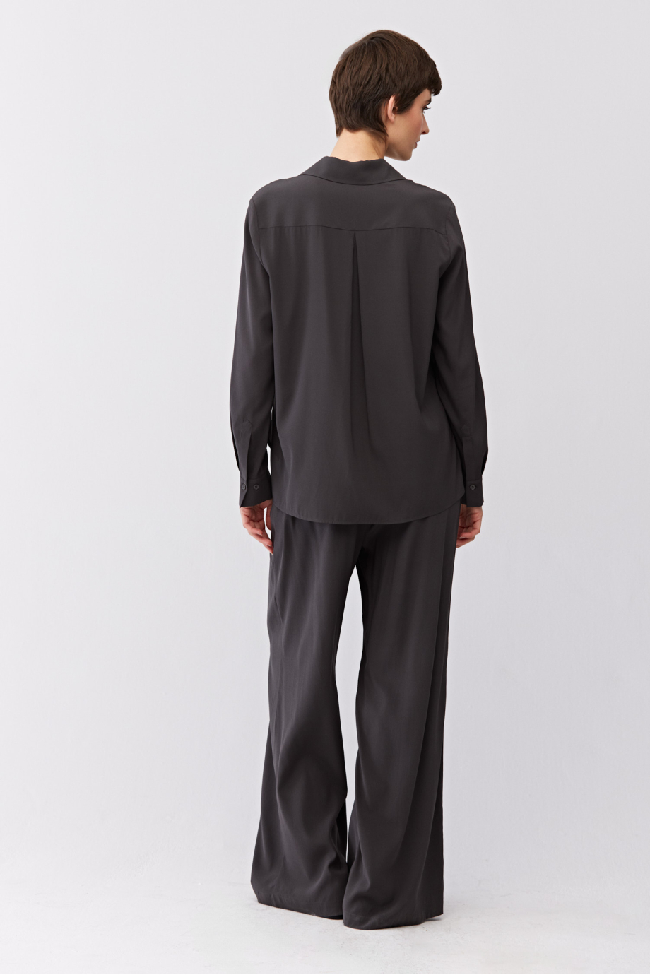 Szara luźna koszula z jedwabiu Szara luźna koszula z jedwabiu