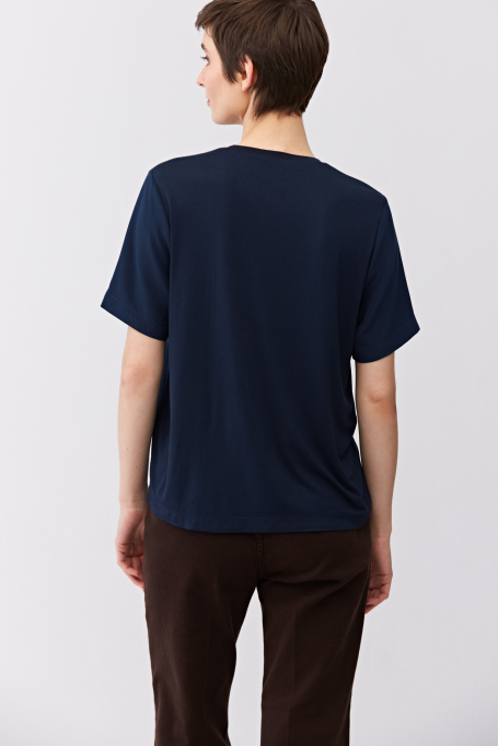 Granatowa bluzka Brigette z jedwabiem