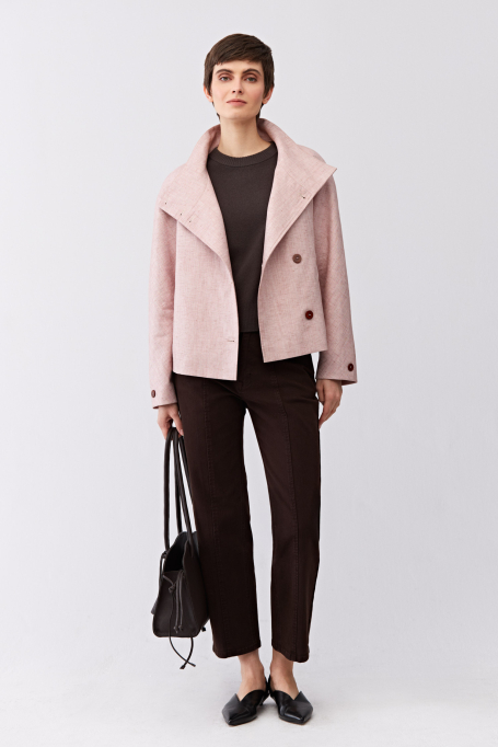 Krótka różowa kurtka ze stójką Krótka różowa kurtka ze stójką