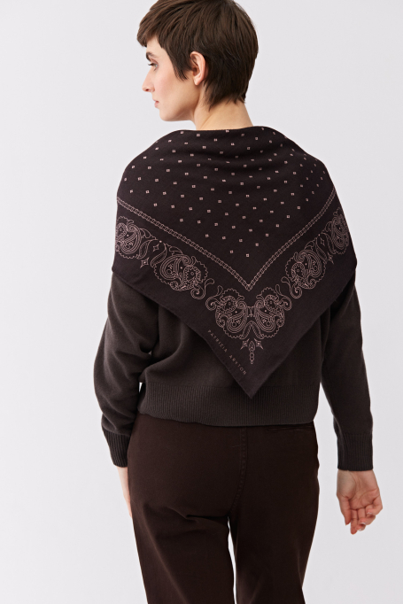 Brązowa chusta z wełny i jedwabiu