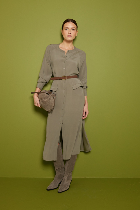 Zielona sukienka midi z jedwabiu - Patrizia Aryton