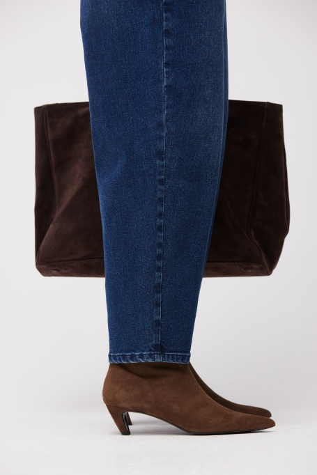 Brązowe botki ze skóry zamszowej damskie - Patrizia Aryton