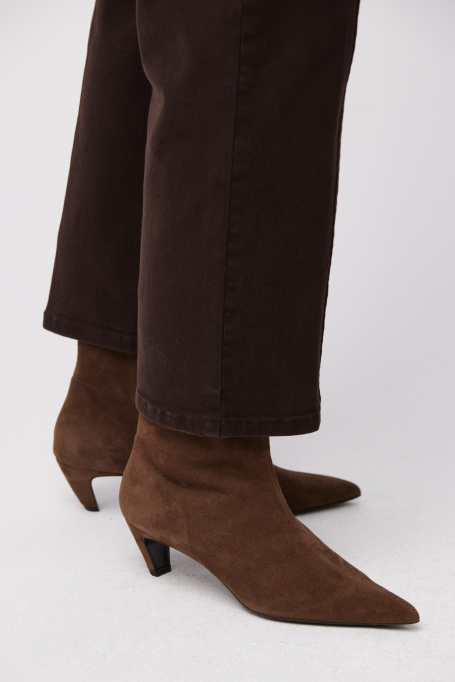 Brązowe botki ze skóry zamszowej damskie - Patrizia Aryton