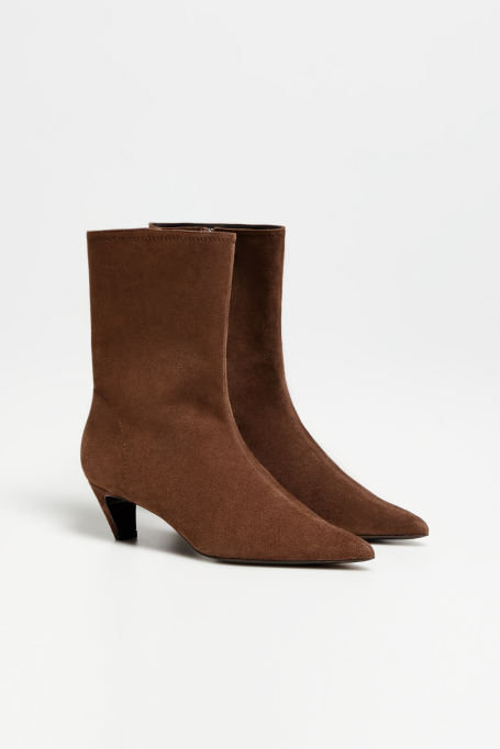 Brązowe botki ze skóry zamszowej damskie - Patrizia Aryton
