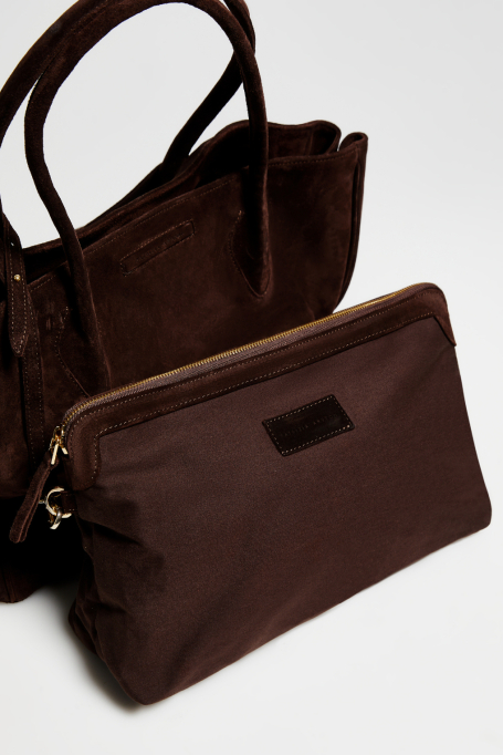 Duża torba shopper ze skóry zamszowej