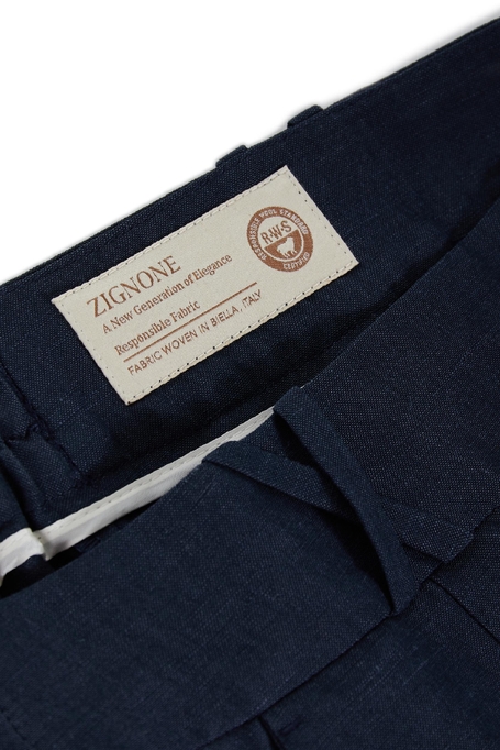 Granatowe spodnie do garnituru z wełny i lnu damskie - Patrizia Aryton