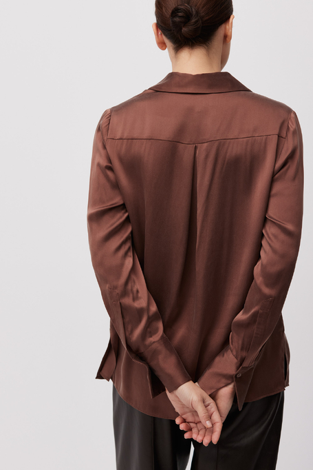 Brązowa luźna koszula z jedwabiu Brązowa luźna koszula z jedwabiu