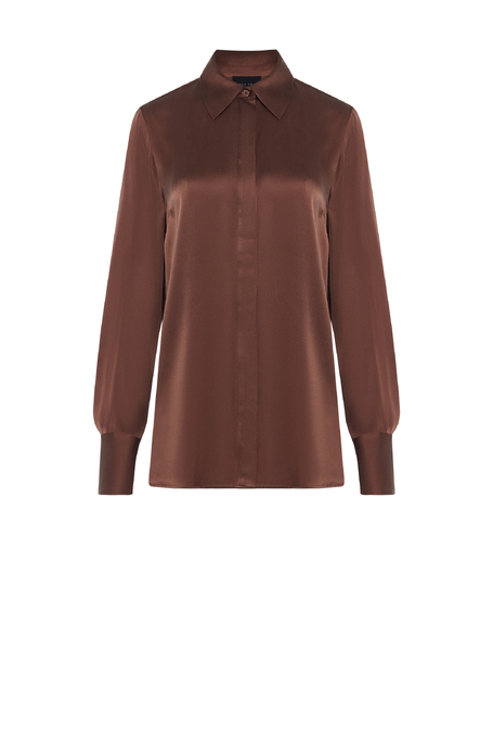 Brązowa luźna koszula z jedwabiu Brązowa luźna koszula z jedwabiu