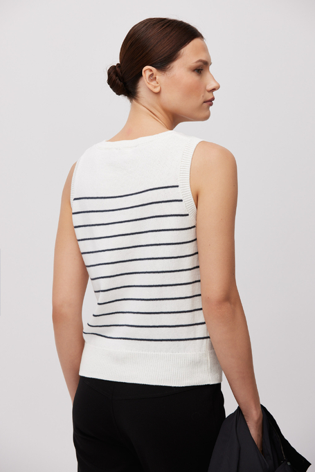 Biała bawełniana bluzka w czarne paski