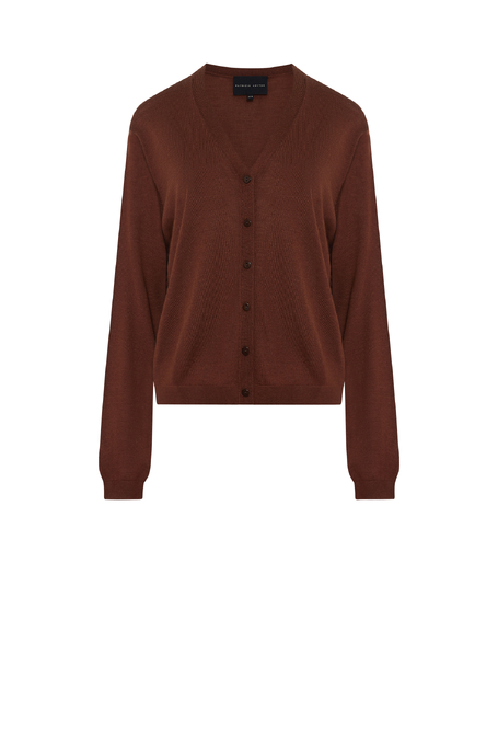 Brązowy kardigan z mieszanki jedwabiem i kaszmirem