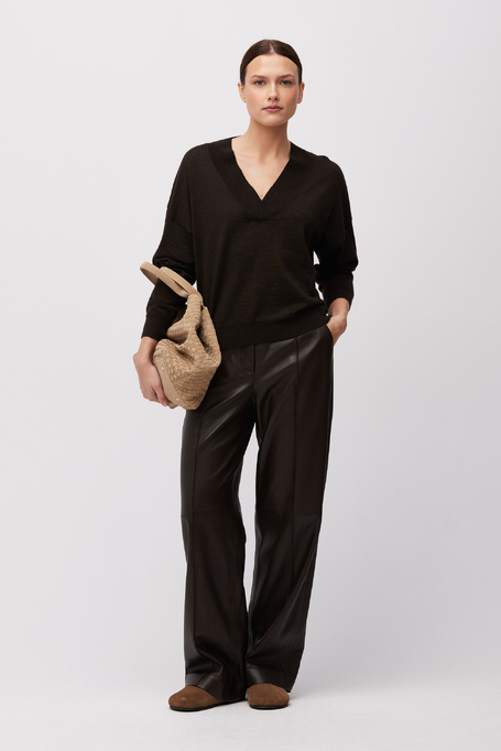 Brązowa bluzka z wełną yaka